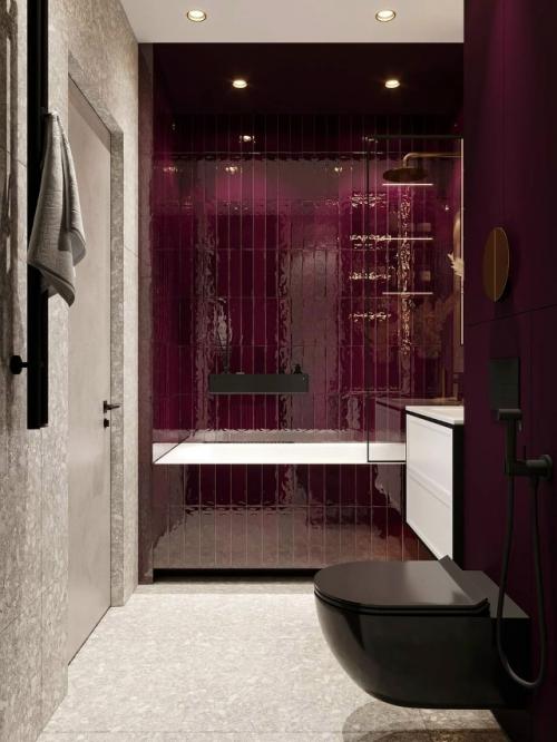 Бургунди в дизайне ванной комнаты - это выбор для тех, кто хочет добавить интерьеру глубину, элегантность и ощущение роскоши. 04