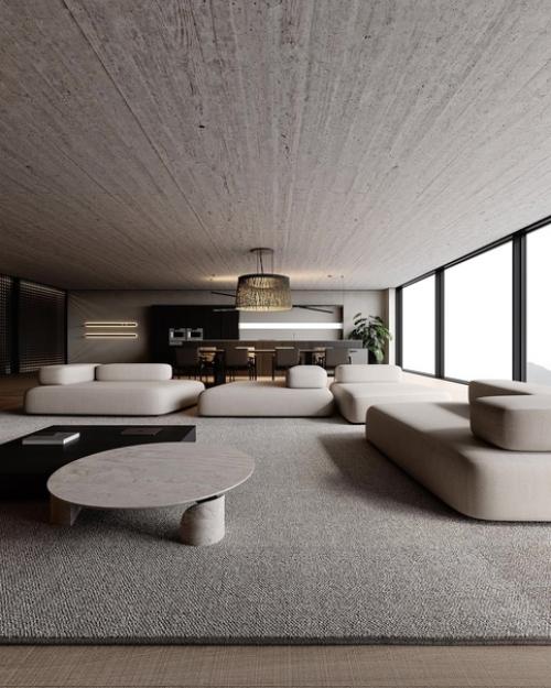 Кухня - гостиная с панорамным видом.