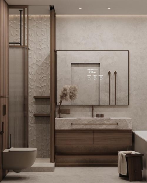 Наслаждаемся красотой.  Стильный проект ванной комнаты.